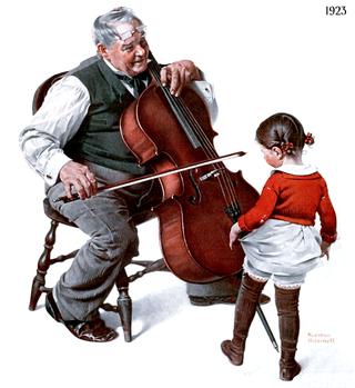 Cello-playing Old Man and a Little Girl