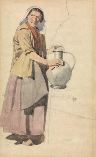 一个拿着水壶的女人的肖像