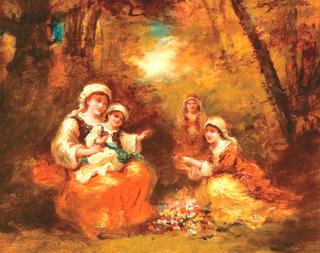 Oriental Women Picking Flowers