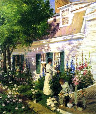 Among the Hollyhocks