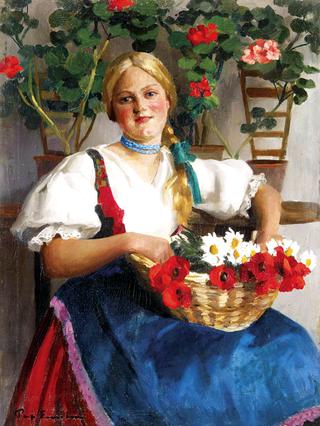Portrait of a Young Woman with Flowers