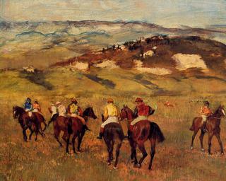Jockeys on Horseback before Distant Hills
