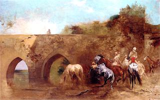 Bedouins Watering Their Horses
