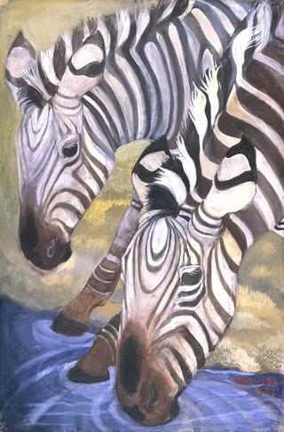 Zebras Drinking