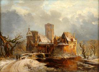 Winter Landscape with Castle and Hunters