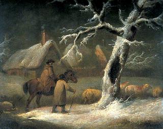 雪景中的牧羊人