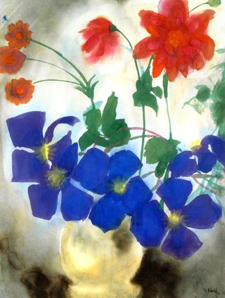Clamatis with Yellow Vase