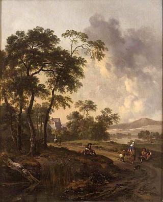Landscape:  Hunter and Dogs on the Chase