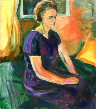 Young Woman in a Blue Dress, Seated