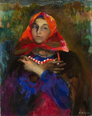 Russian Maiden in a Red Headscarf