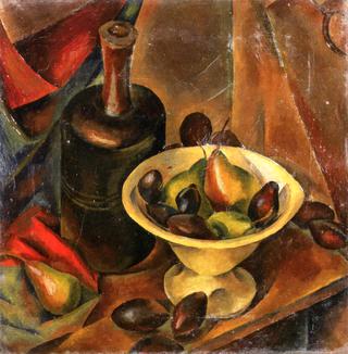 Still Life with Plums, Grapes, White Compote and Bottle
