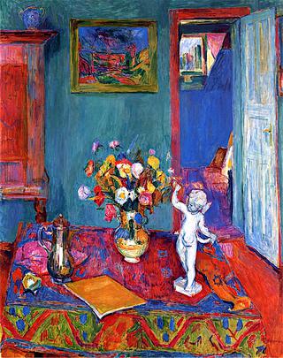Interior with a Bouquet of Flowers and Putto