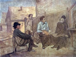 Students Talking to a Monk