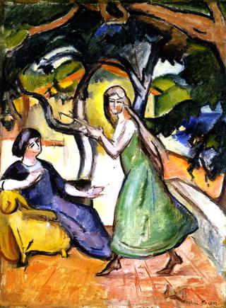 Woman in Green and Blue