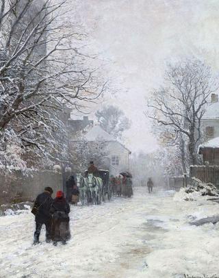 View of a Street on the Outskirts of Munich, Winter