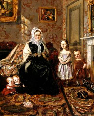 Henry Clark's Mother-in-Law, Mrs Davies and Four of Her Children in the Drawing Room of Her Home