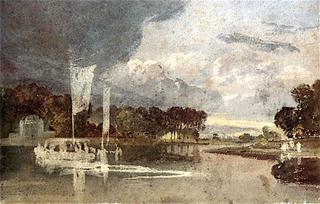 The Syon Ferry with the Syon Park Pavilion in the Background