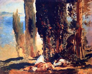Under the Cypress Trees at Corfu