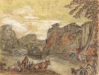 Landscape with Resting Sheperds and Travellers at the Walls of a City