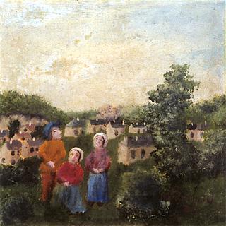 Three Figures in front of a Village