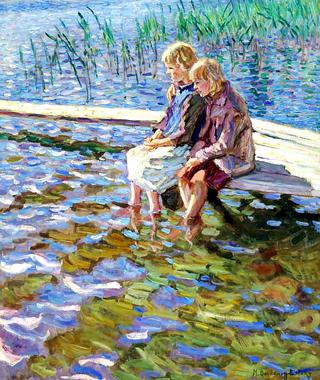 Two Girls on a Footbridge