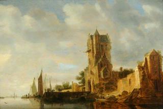 River Scene with a Tower