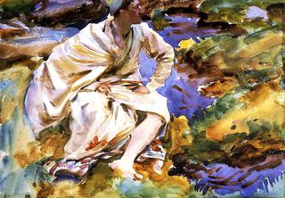 A Man Seated by a Stream, Val d'Aosta, Pertud