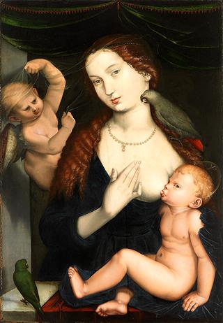 Mary with Child and Parrots