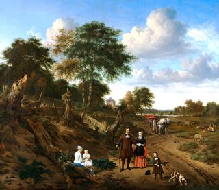 Portrait of a Couple with two Children and a Nursemaid in a Landscape