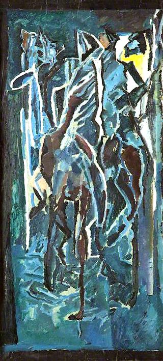 Composition: Stable Interior – Horses with Riders