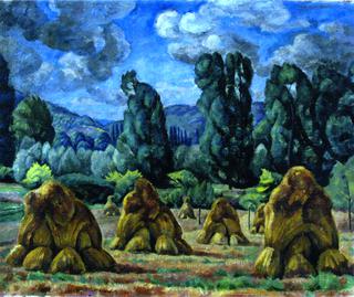 Haystacks - Normandy Landscape