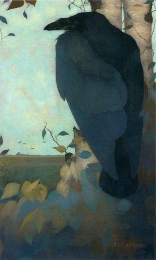 Raven on a Birch Tree