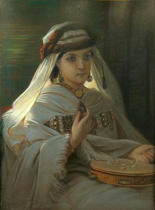Jeune marocaine au tambourin (Young Moroccan with tambourine)