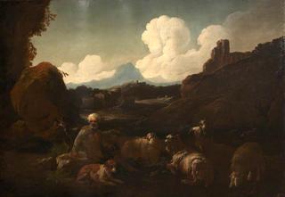 Peasant Attending Sheep