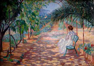 Femme assise dans une allée (Cagnes sur Mer)