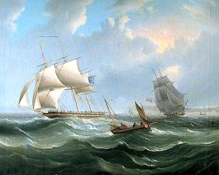Stormy Sea Scene with Sailing Ships