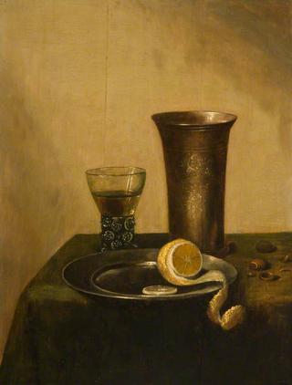 A Silver Beaker, a Roemer and a Peeled Lemon