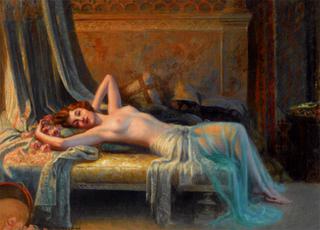 Reclining Nude with a Bouquet of Roses