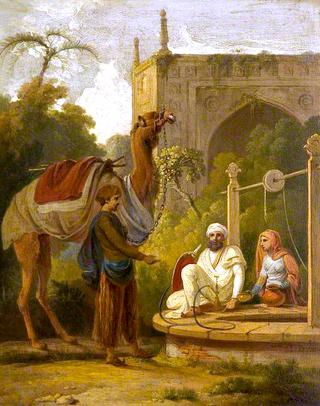 Indian Scene: Figures and a Camel at a Well
