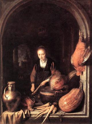 Woman Peeling a Carrot