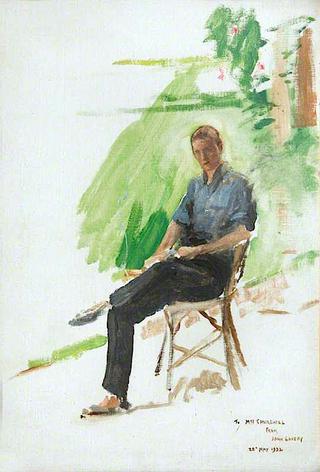 A Study of Randolph Frederick Edward Spencer-Churchill, Seated in a Garden Chair