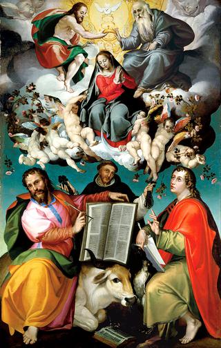 The Coronation of the Virgin with Saints Luke, Dominic, and John the Evangelist
