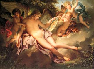 Adolescent Cupid Weeping over the Portrait of Psyche whom he Has Lost (study)