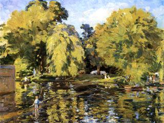 Children Playing in the Water at Wilton, England