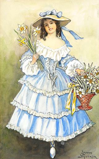 Girl with flower basket