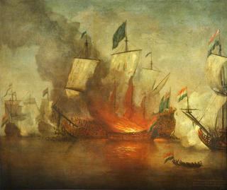 1672年5月28日，皇家詹姆斯号在太阳湾战役中被烧毁