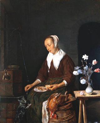 Woman Feeding Her Cat