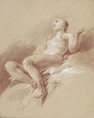 Naked Young Woman Sat on Rocks