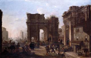 Seaport with Figures