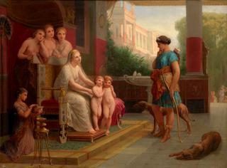 Two Boys Presented to Diana with The Three Graces Beyond